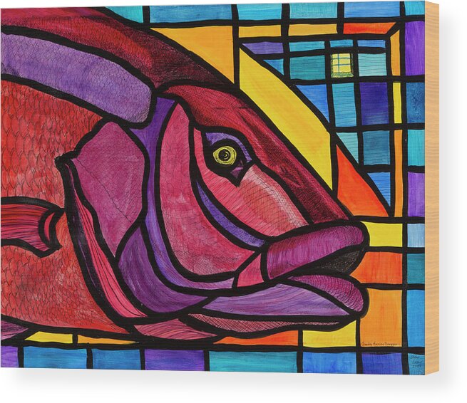 Fishing Wood Print featuring the painting Sunday Morning Snapper by Steve Shaw