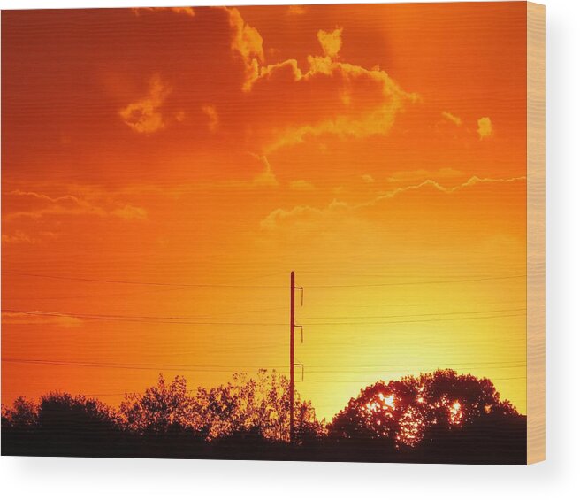 Sundown Wood Print featuring the photograph Sundown Across the Delaware River by Linda Stern