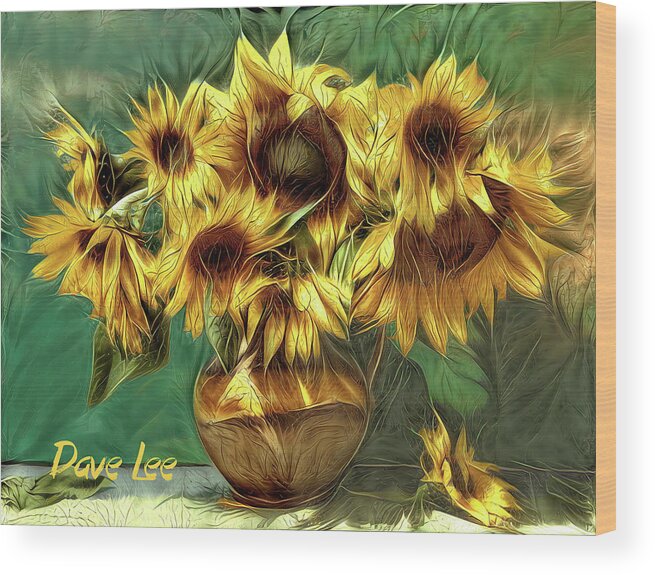 Sunflower Wood Print featuring the digital art Sunflower Smiles by Dave Lee