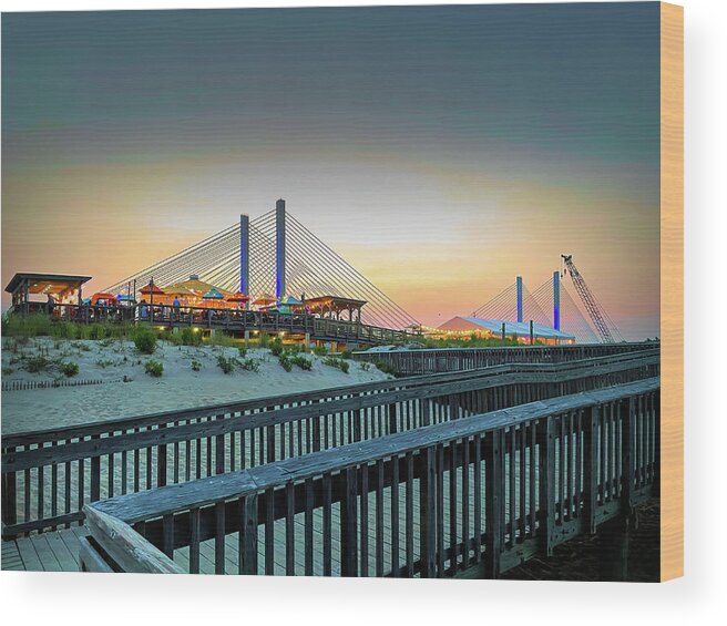 Sunset Wood Print featuring the photograph Sunset at the Big Chill Beach Club by Bill Swartwout