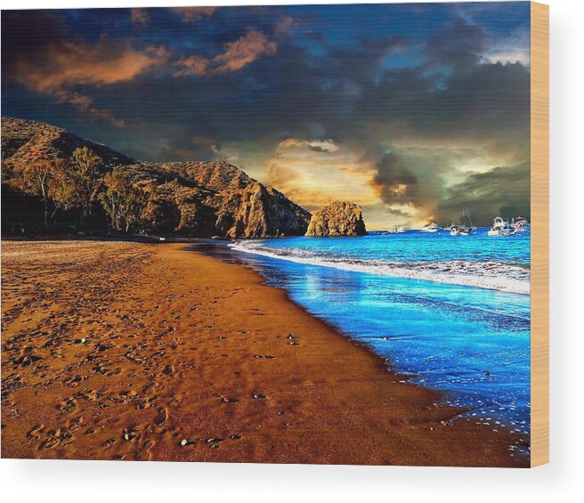 Sunset Wood Print featuring the photograph Sunset Beach by Dave Zumsteg