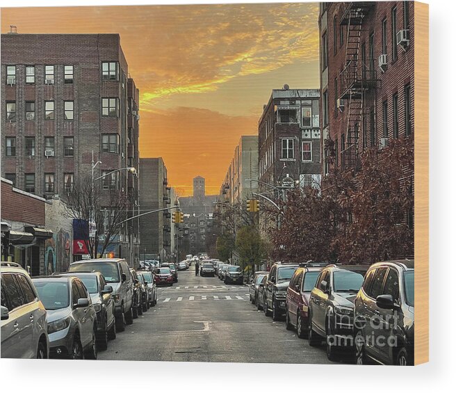 Sunset Wood Print featuring the photograph Sunset on Cooper Street by Cole Thompson