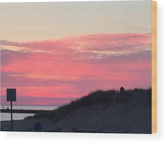 Sunset Wood Print featuring the photograph Sunset on Lake Michigan by Lisa White