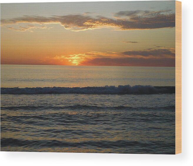 Beach Wood Print featuring the photograph Sunset Tide by Karen Stansberry