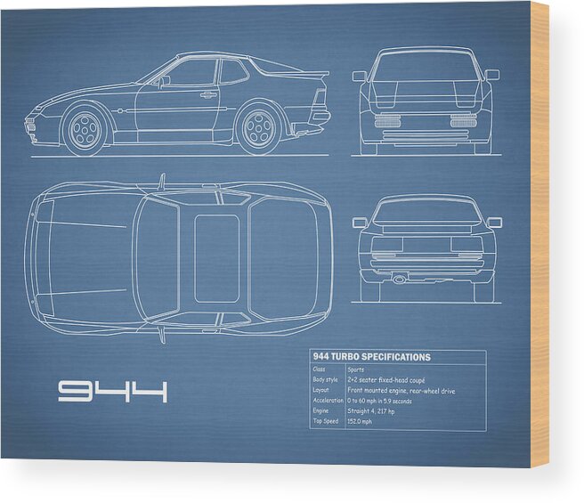 Porsche Wood Print featuring the photograph The 944 Blueprint by Mark Rogan