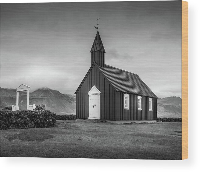 Church Wood Print featuring the photograph The Black Church BW by Kristia Adams