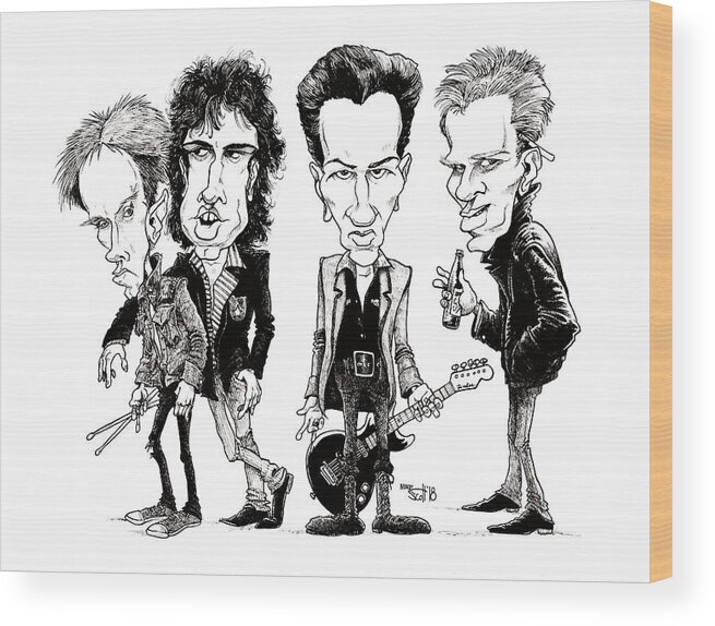 Cartoon Wood Print featuring the drawing The Clash by Mike Scott