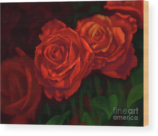 Roses Wood Print featuring the digital art The Color of Love. by Yenni Harrison
