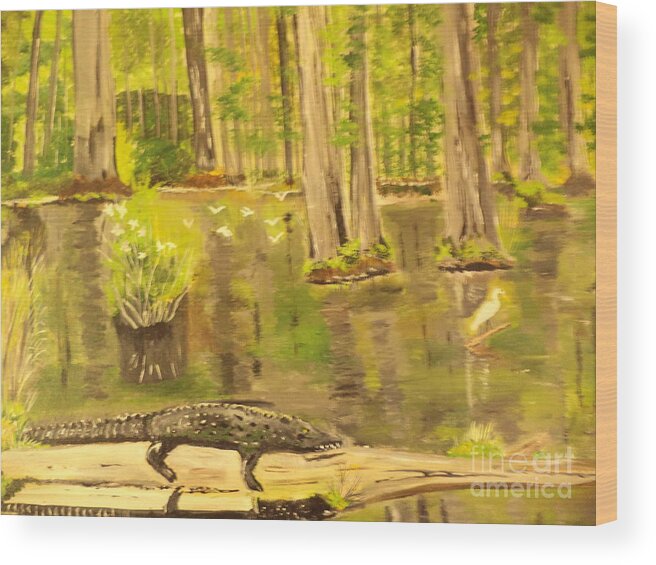 #florida Wood Print featuring the painting The Everglades #124 by Donald Northup