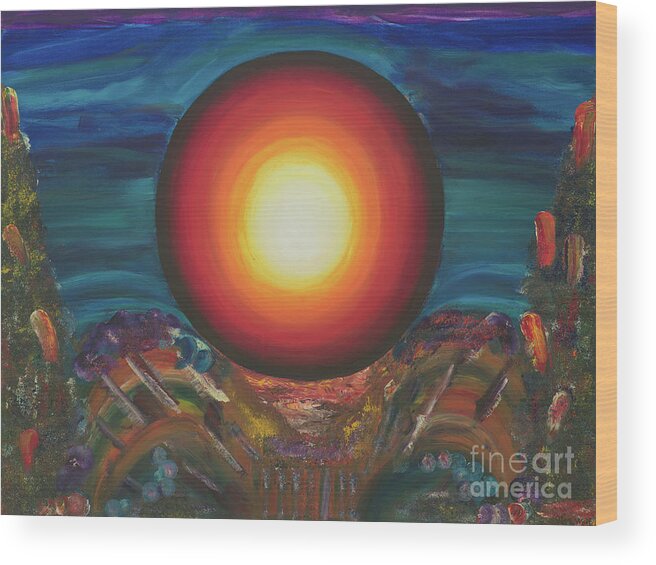 Popular Photo Wood Print featuring the painting The lost sun by Ofra Wolf
