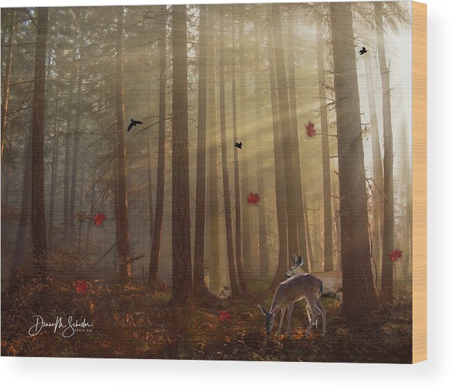 Autumn Sunset Wood Print featuring the photograph The Peace Of An Autumn Sunset by Diane Schuster