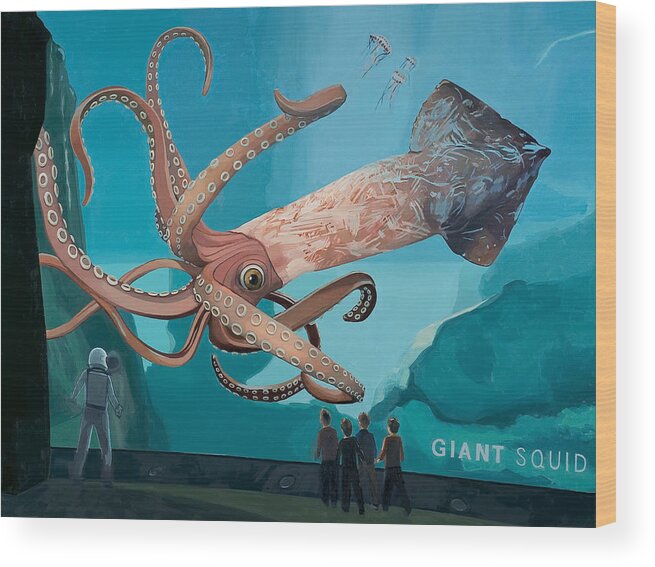 Astronaut Wood Print featuring the painting The Squid by Scott Listfield