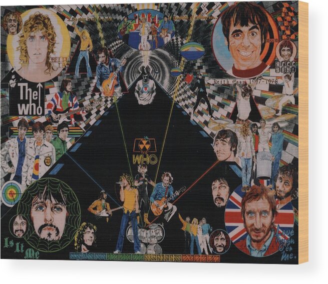 Colored Pencil Wood Print featuring the drawing The Who - Quadrophenia by Sean Connolly