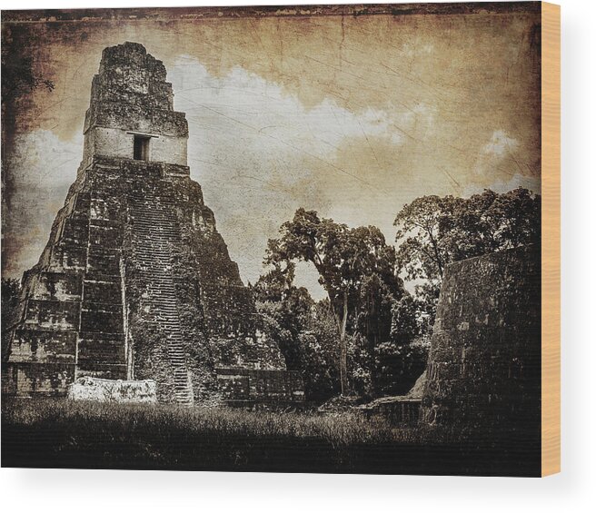 Guatemala Wood Print featuring the photograph Tikal Abandoned Revisited by Mark Gomez