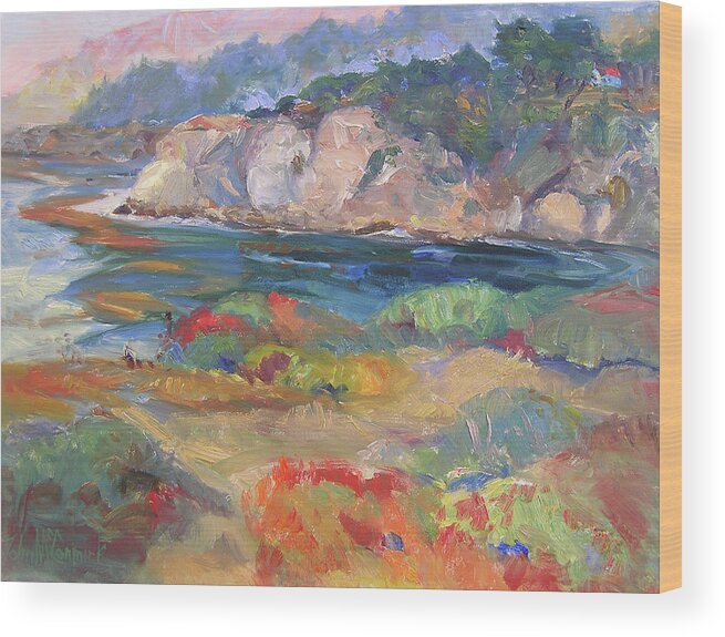Timber Cove Wood Print featuring the painting Timber Cove in Fall by John McCormick