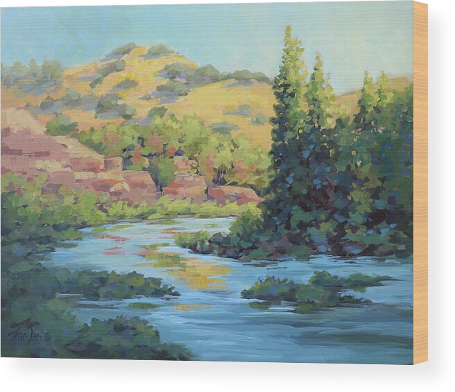 River Wood Print featuring the painting Toward Sunset by Karen Ilari