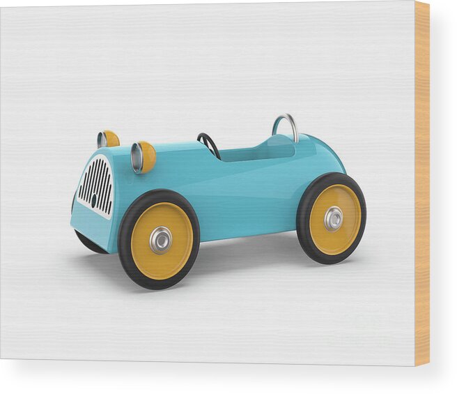 Old Wood Print featuring the digital art Toy car isolated on a white background,3d rendering by Bruno Haver