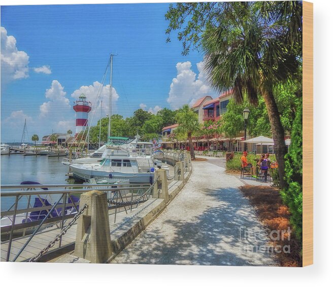 Harbor Town Wood Print featuring the photograph Tranquility by the Lighthouse by Amy Dundon