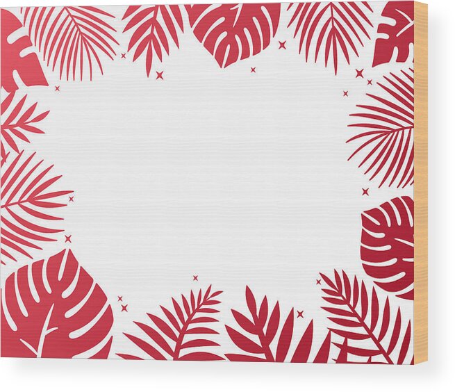 Banana Tree Wood Print featuring the drawing Tropical Palm Background Frame by Filo
