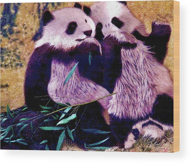 Pandas Wood Print featuring the photograph Two of a Kind by Kerry Obrist