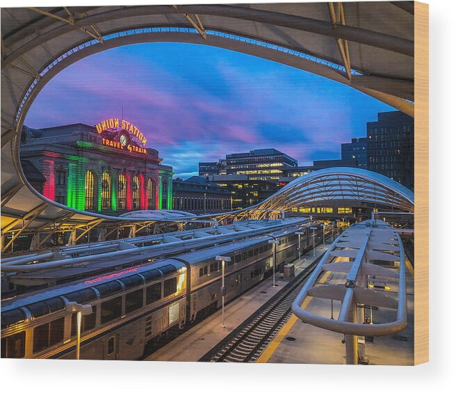 Denver Union Station Wood Print featuring the photograph Union Station at Sunrise by Kevin Schwalbe