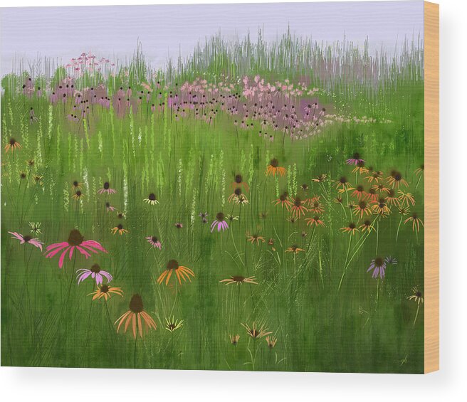 Meadow Wood Print featuring the digital art Urban Meadow by Gina Harrison