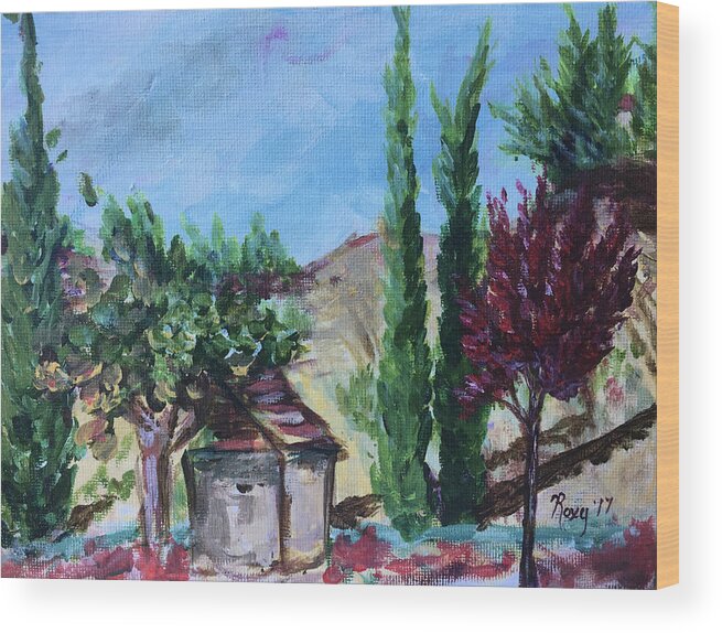 Maurice Carrie Winery Wood Print featuring the painting View from Maurice Carrie Winery by Roxy Rich