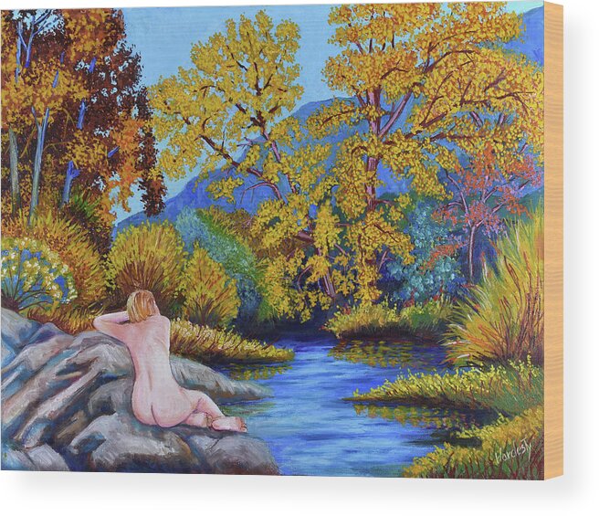  Wood Print featuring the painting Watching the River Flow by David Hardesty