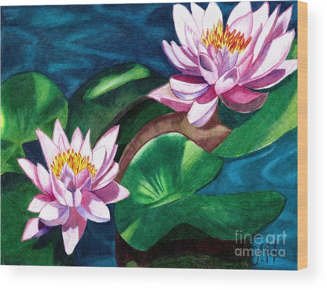 Flowers Wood Print featuring the digital art Water lilies by Yenni Harrison