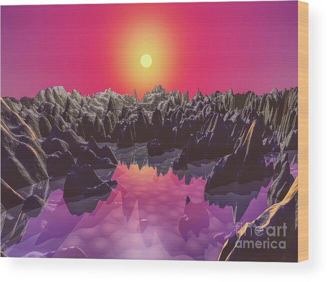 Water Wood Print featuring the digital art Water On Mars by Phil Perkins