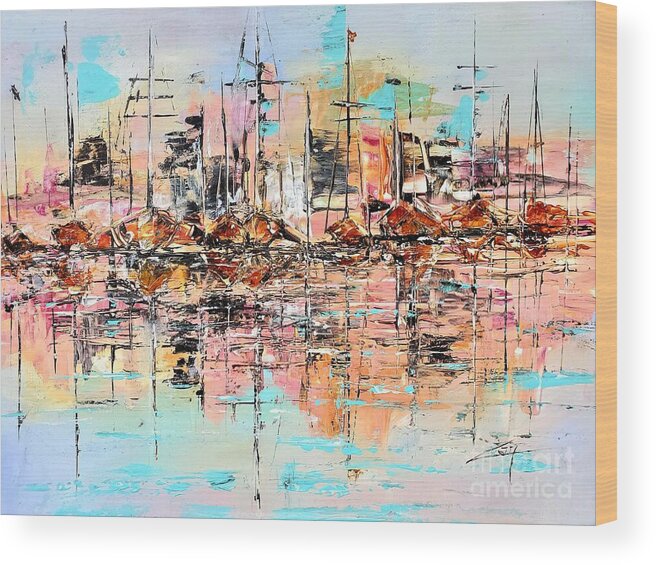 Waterfront Wood Print featuring the painting Waterfront by Zan Savage