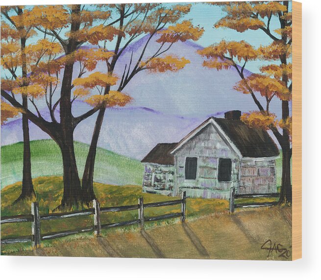 Art Wood Print featuring the painting Wayside Cabin by The GYPSY
