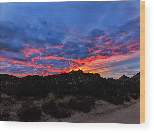 Western Wood Print featuring the photograph Western Desert Sunset by David Zumsteg