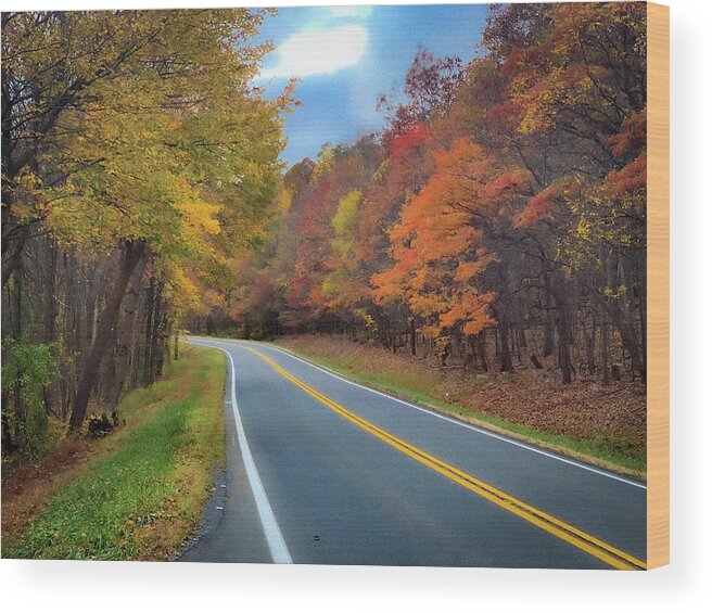 Fall Wood Print featuring the photograph Winding West Virginia Road in Fall by Lora J Wilson