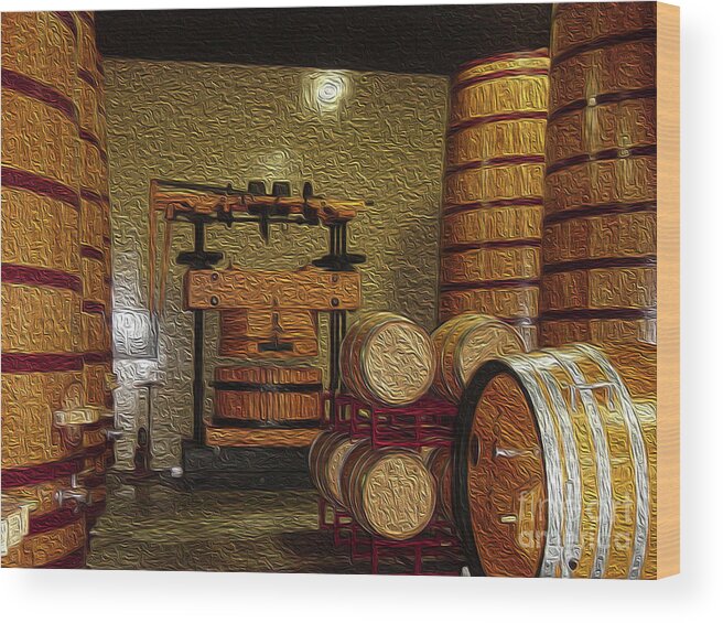 The Winery Wood Print featuring the digital art Wine Maker by Hank Gray