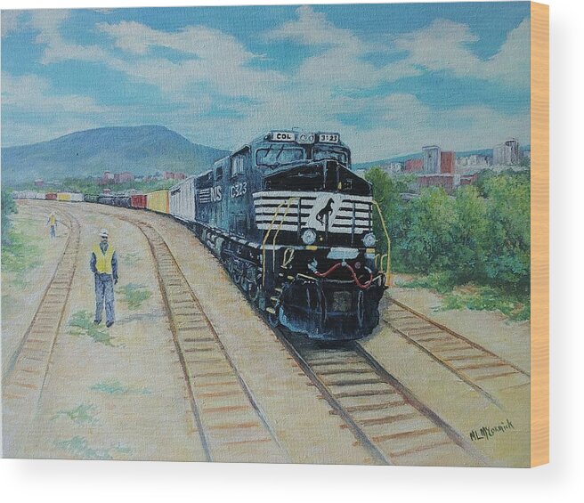 Trains Wood Print featuring the painting Working Heartily by ML McCormick