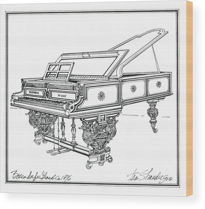 Pianos Wood Print featuring the drawing Bosendorfer Centennial Grand Piano by Ira Shander