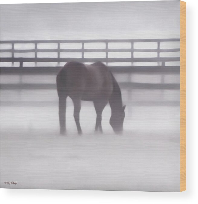 Fog Wood Print featuring the photograph Foggy Morning #1 by Lucy VanSwearingen