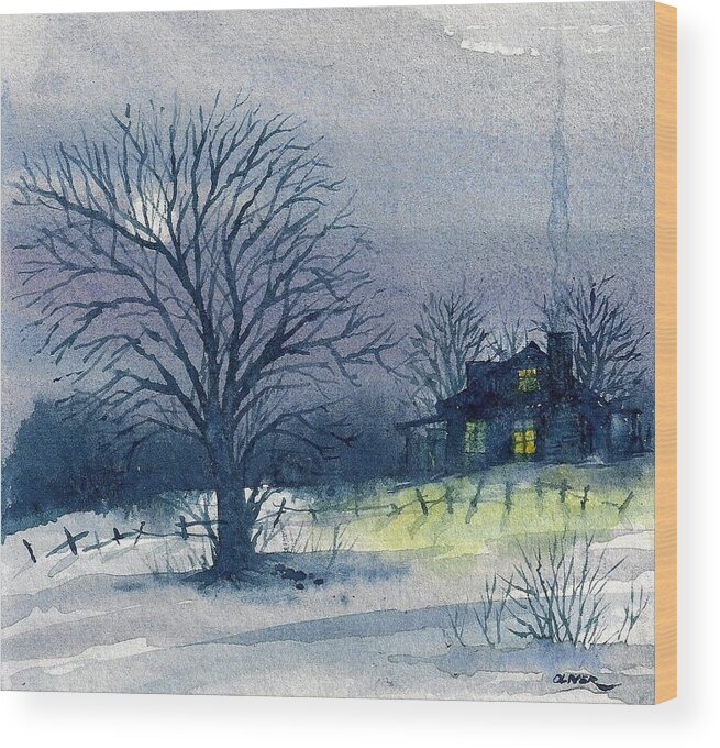 Wood Print featuring the mixed media Winter Tree #1 by Tim Oliver