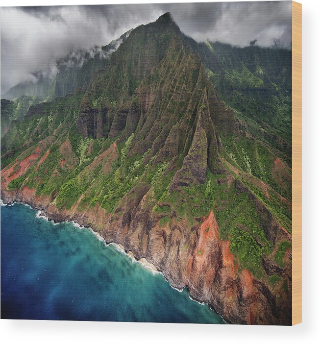 Tranquility Wood Print featuring the photograph Aerial Views Of The Na Pali Coast, Kauai #2 by Ignacio Palacios