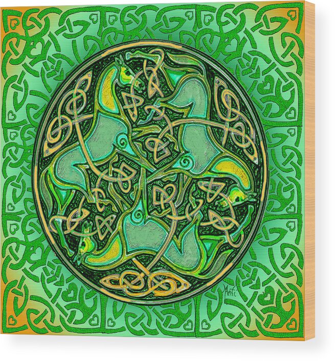 Celtic Wood Print featuring the digital art 3 Celtic Irish Horses by Michele Avanti