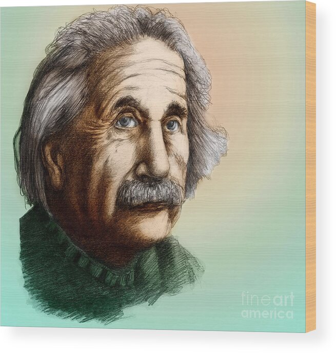 Science Wood Print featuring the photograph Albert Einstein, German-american by Spencer Sutton