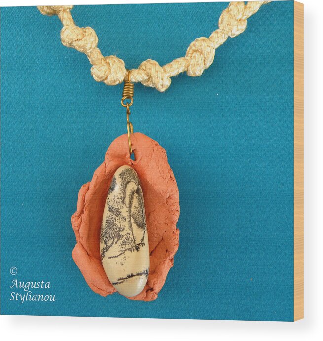 Augusta Stylianou Wood Print featuring the jewelry Aphrodite Gamelioi Necklace #7 by Augusta Stylianou