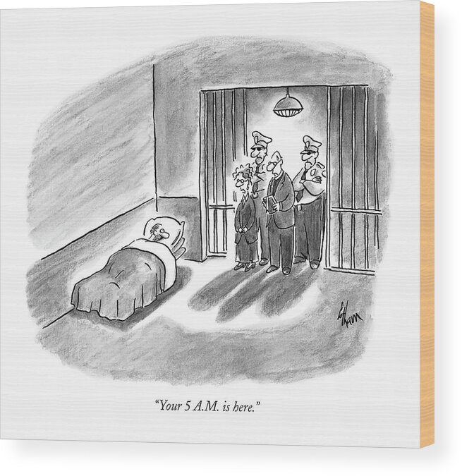 Crime Prisons Executions Word Play

(prisoner Wakes To Find The Execution Crew At The Door Of His Cell.) 120784 Fco Frank Cotham Wood Print featuring the drawing Your 5 A.m. Is Here by Frank Cotham