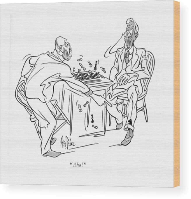 109647 Gpr George Price Wood Print featuring the drawing Aha by George Price