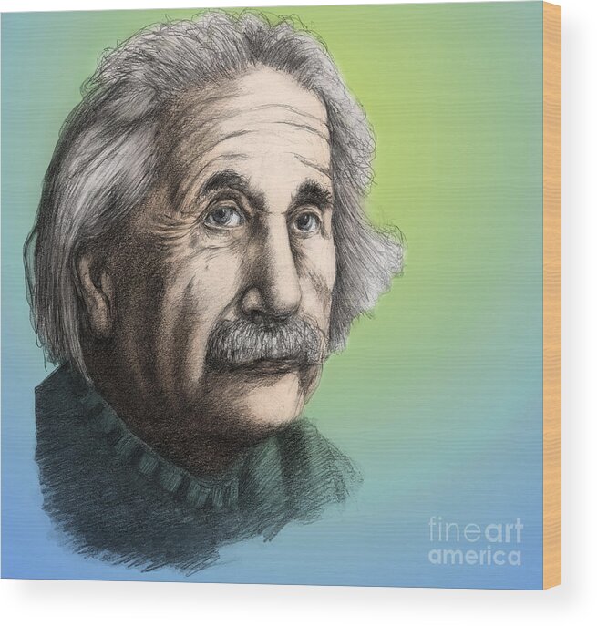 Science Wood Print featuring the photograph Albert Einstein, German-american by Spencer Sutton