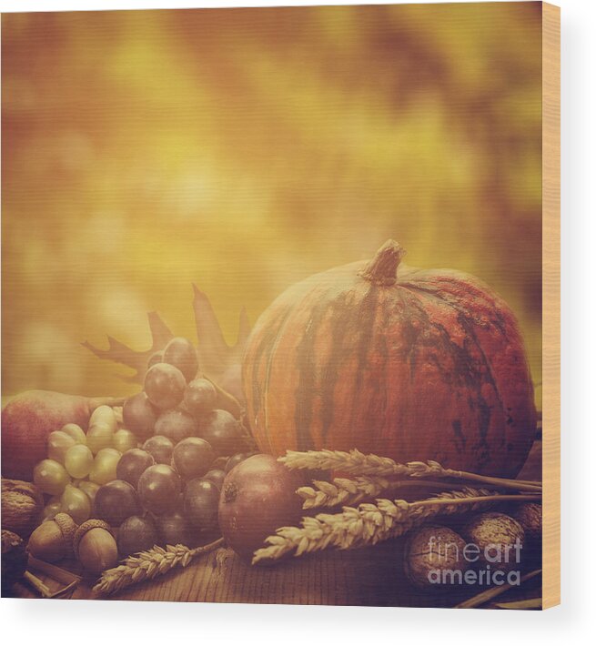 Thanksgiving Wood Print featuring the photograph Autumn Fruit Still life by Jelena Jovanovic