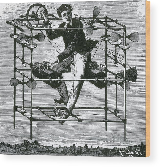 Science Wood Print featuring the photograph Ayres New Aerial Machine, 1885 by Science Source