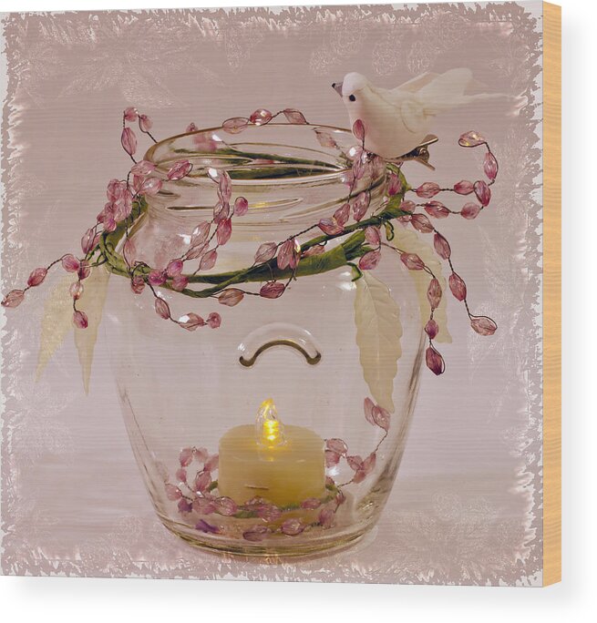 Candle Wood Print featuring the photograph Beaded Candle Jar by Sandra Foster
