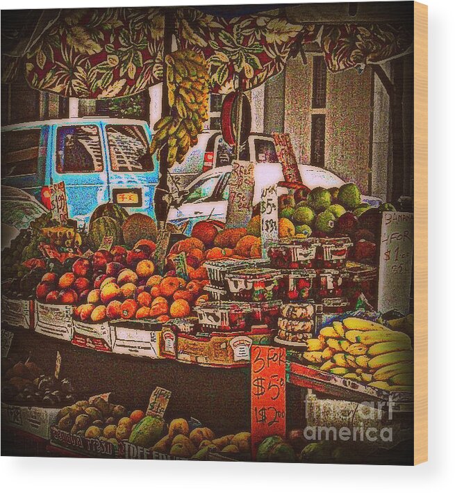 Fruitstand Wood Print featuring the photograph Blue Van by Miriam Danar